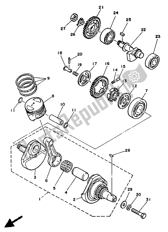 Toutes les pièces pour le Vilebrequin Et Piston du Yamaha SR 125 1992