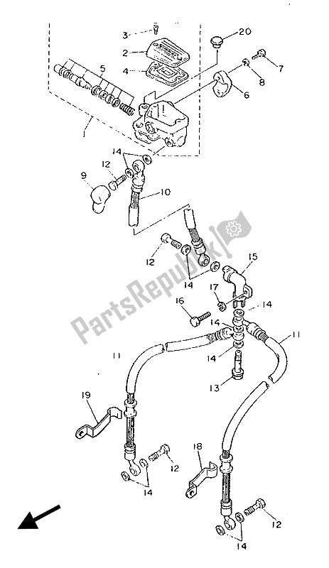 Toutes les pièces pour le Maître-cylindre Avant du Yamaha FZ 750 Genesis 1989