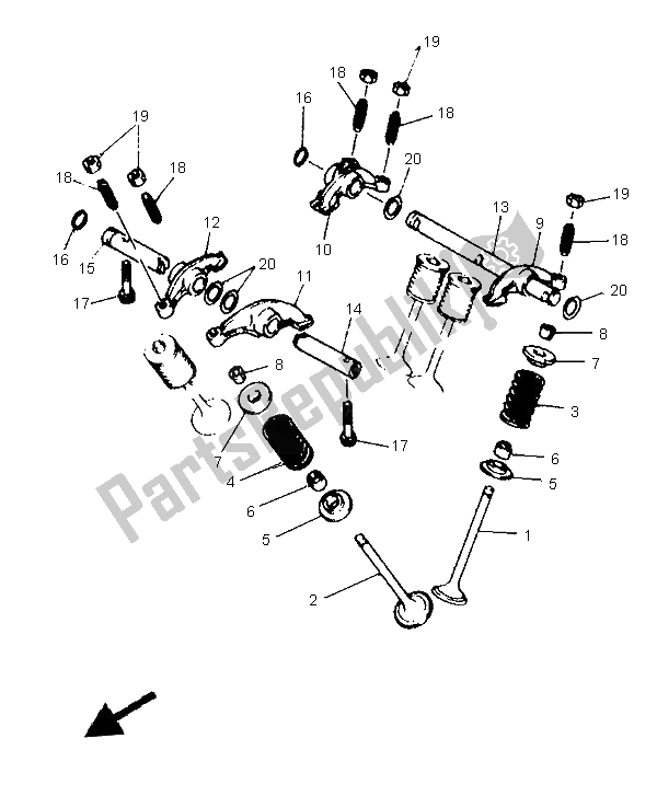 Toutes les pièces pour le Soupape du Yamaha SZR 660 1997