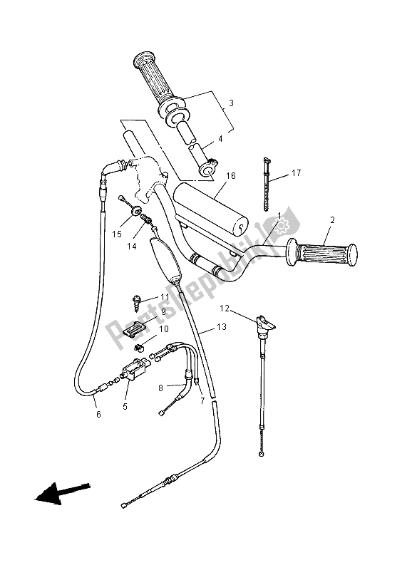 All parts for the Steering Handle & Cable of the Yamaha PW 80 2004