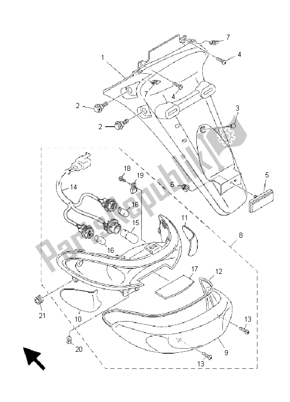 Tutte le parti per il Fanale Posteriore del Yamaha XC 125E Vity 2011