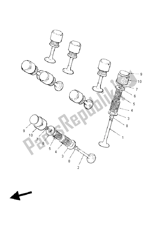 All parts for the Valve of the Yamaha XJR 1300 2008