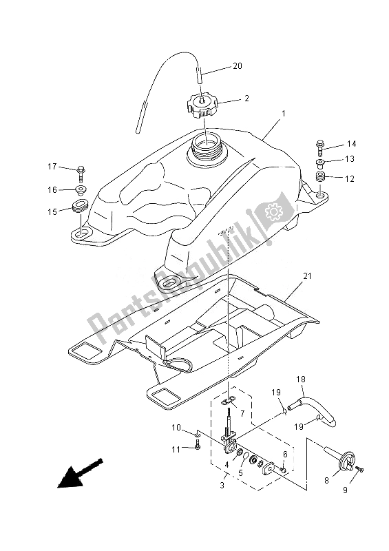 All parts for the Fuel Tank of the Yamaha YFM 350 FWA Grizzly 4X4 2013