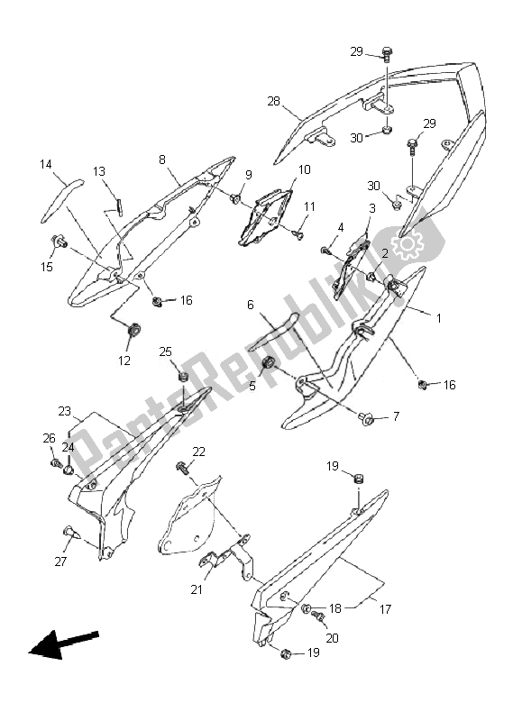All parts for the Side Cover of the Yamaha XJ6N 600 2010