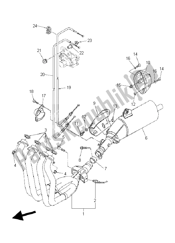 Todas as partes de Escape do Yamaha FZ1 S Fazer 1000 2006