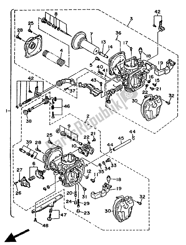 Toutes les pièces pour le Carburateur du Yamaha XV 535 Virago 1991