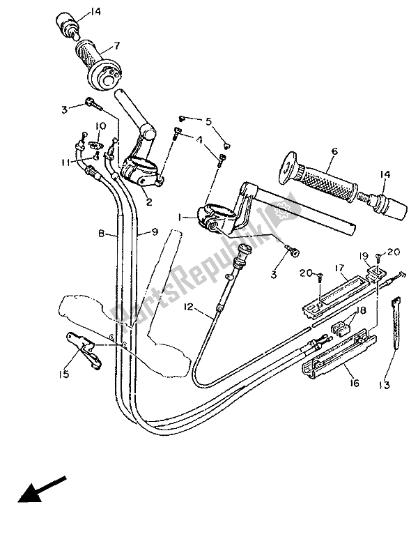 Alle onderdelen voor de Stuurhendel En Kabel van de Yamaha FJ 1200 1988