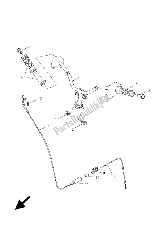 All parts for the Steering Handle & Cable of the Yamaha YQ 50 Aerox 2009