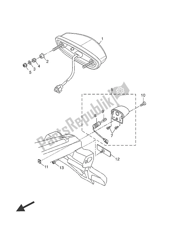 All parts for the Taillight of the Yamaha MT 125A 2016