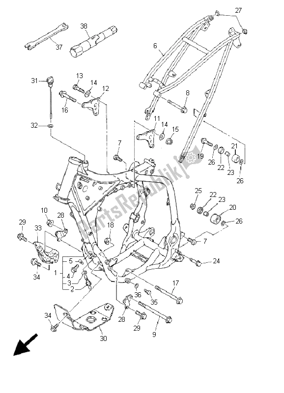 Todas las partes para Marco de Yamaha YZ 426F 2001