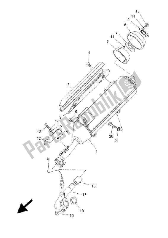 All parts for the Exhaust of the Yamaha VP 250 X City 2009