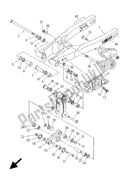 Todas las partes para Brazo Trasero de Yamaha YZ 80 SW LW 2001