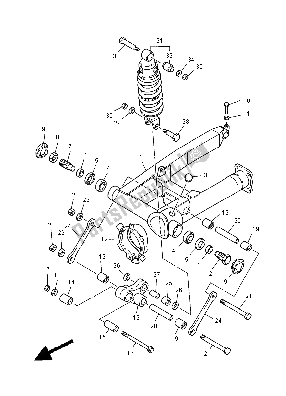 All parts for the Rear Arm & Suspension of the Yamaha XJ 900S Diversion 2000