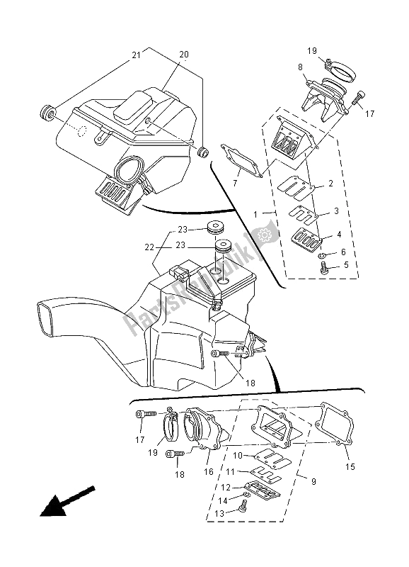 All parts for the Intake of the Yamaha TZ 250 2000