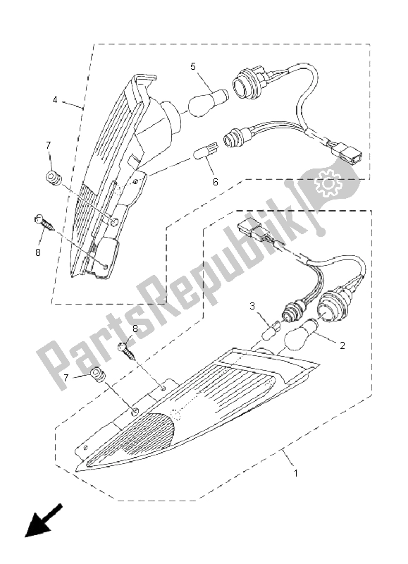 All parts for the Flasher Light of the Yamaha YP 400 Majesty 2005