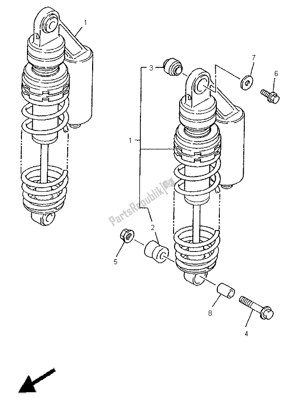 Tutte le parti per il Sospensione Posteriore del Yamaha XJR 1200 1995