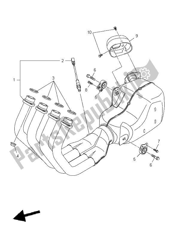 Alle onderdelen voor de Uitlaat van de Yamaha XJ6S Diversion 600 2010