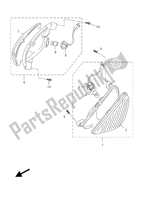 All parts for the Flasher Light of the Yamaha YN 50F 2015