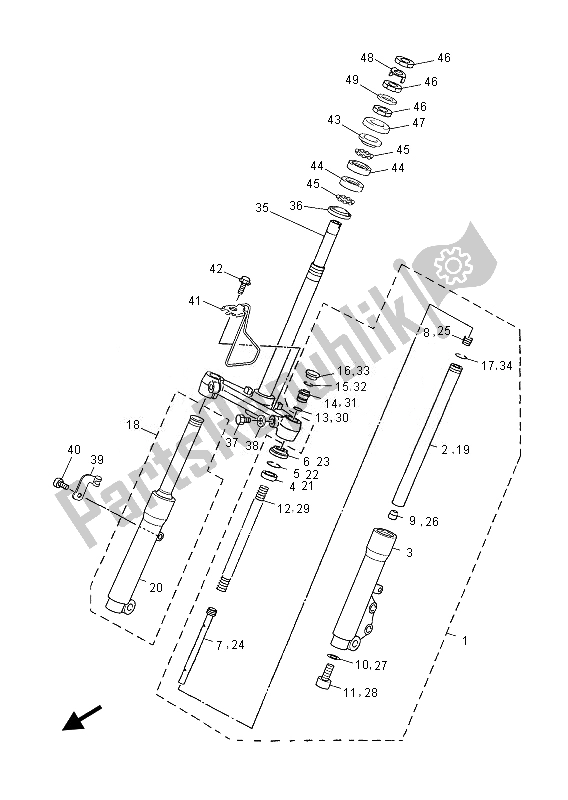 All parts for the Front Fork of the Yamaha YN 50 2013