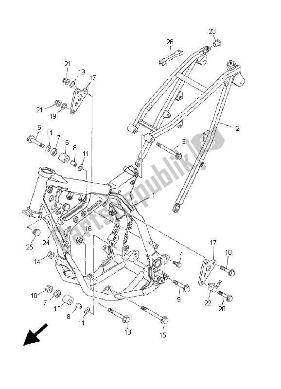 Todas las partes para Marco de Yamaha YZ 125 2001