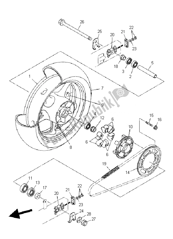 Toutes les pièces pour le Roue Arrière du Yamaha XJ6N 600 2010