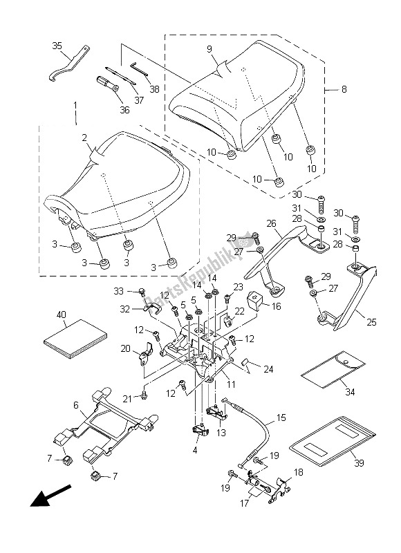 Toutes les pièces pour le Siège (drmk-mnm3) du Yamaha MT 09 Tracer ABS 900 2015