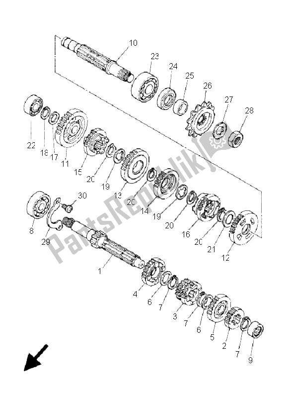 All parts for the Transmission of the Yamaha DT 125 RE 2005