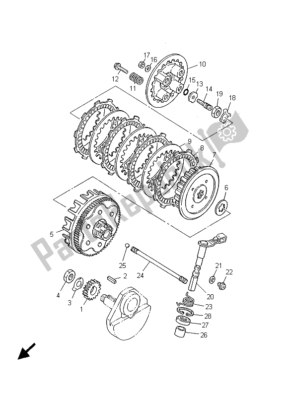 Todas as partes de Embreagem do Yamaha TW 125 2001