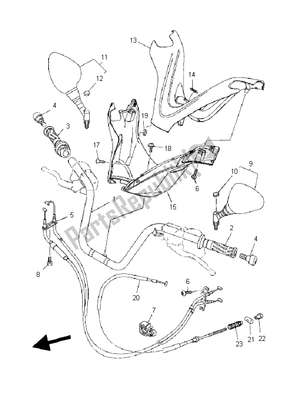 All parts for the Steering Handle & Cable of the Yamaha YP 400A Majesty 2010