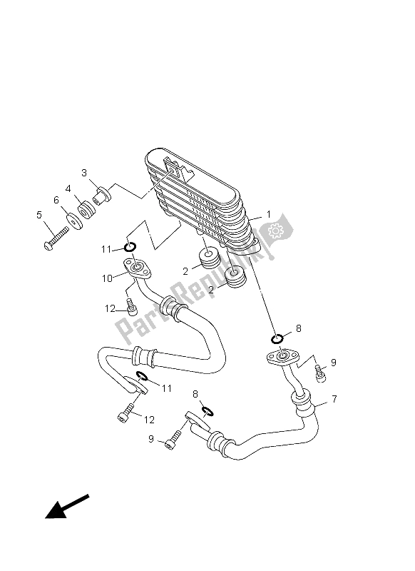 Tutte le parti per il Radiatore Dell'olio del Yamaha XV 1900A 2012