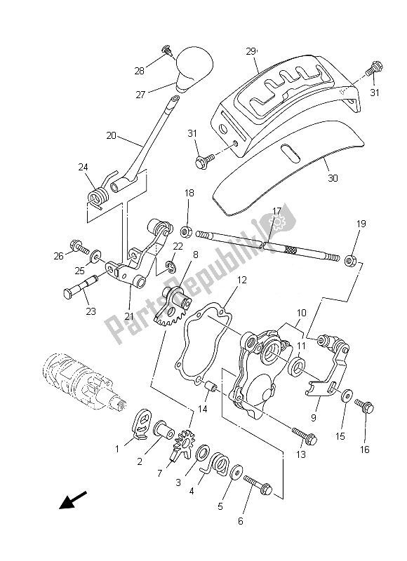 All parts for the Shift Shaft of the Yamaha YFM 550 Fgpled Grizzly 4X4 Yamaha Black 2013