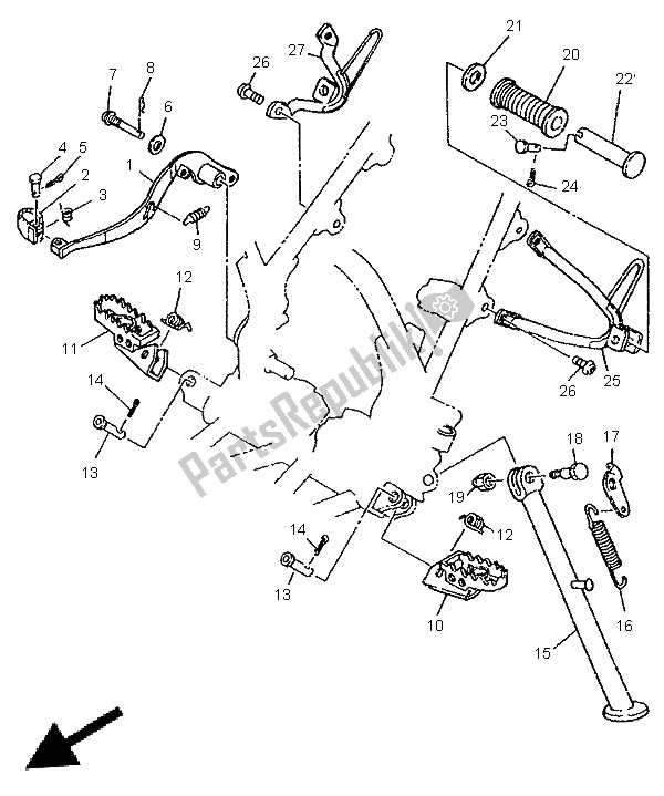 Wszystkie części do Podstawka I Podnó? Ek Yamaha DT 125R 1996