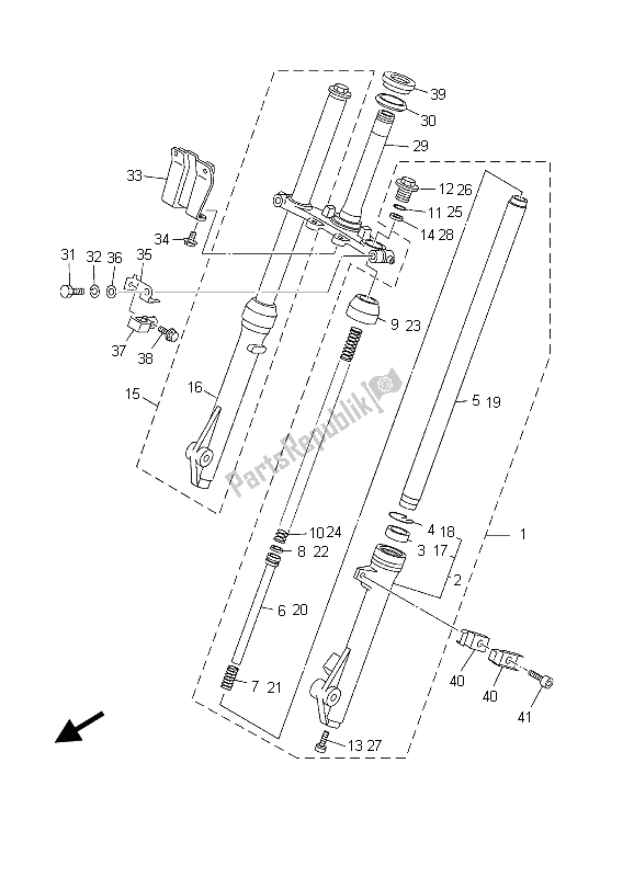 All parts for the Front Fork of the Yamaha TT R 90E 2003