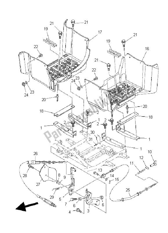 Todas las partes para Soporte Y Reposapiés de Yamaha YFM 350 Grizzly 2X4 2008