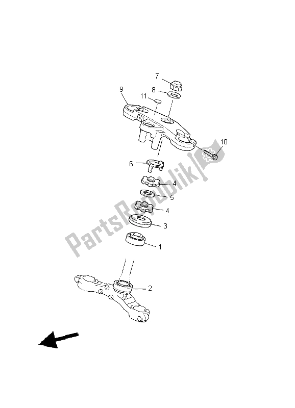All parts for the Steering of the Yamaha YZF 600R Thundercat 2002