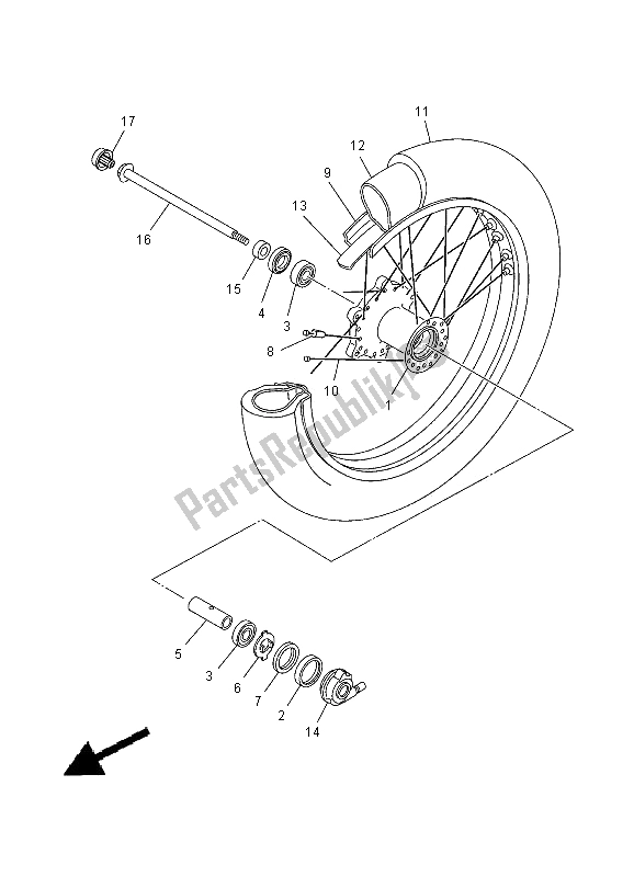 All parts for the Front Wheel of the Yamaha XVS 125 Dragstar 2000