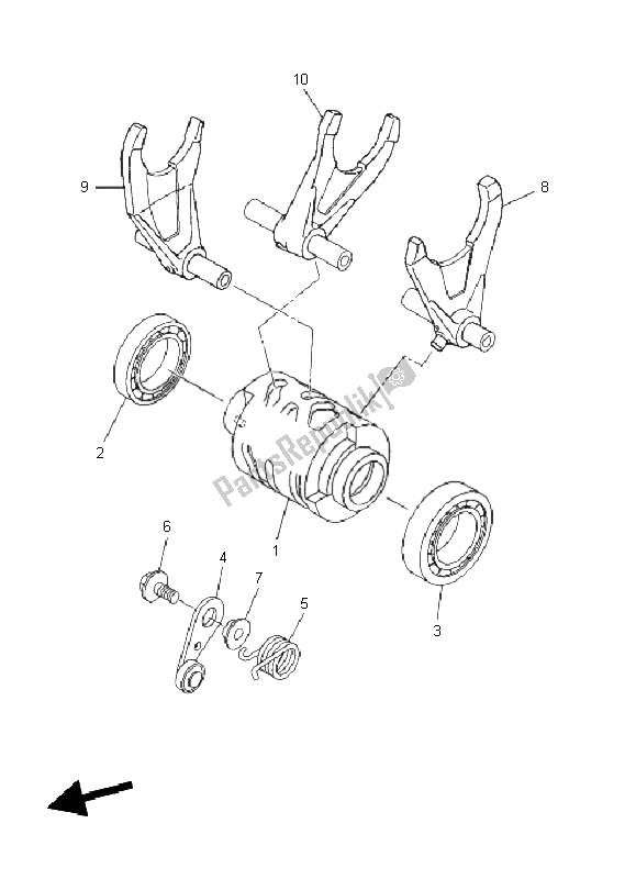 All parts for the Shift Cam & Fork of the Yamaha YZ 450F 2011