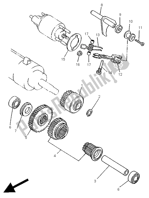 All parts for the Starter Clutch of the Yamaha XV 1100 Virago 1997