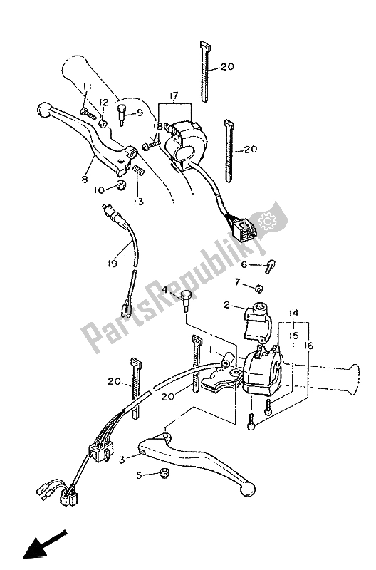 Todas las partes para Interruptor De Palanca Y Palanca de Yamaha XT 600E 1993