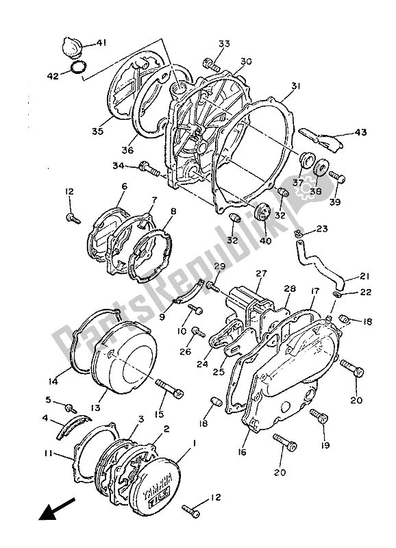 All parts for the Crankcase Cover 1 of the Yamaha XJ 900F 1987