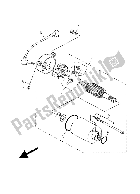 All parts for the Starting Motor of the Yamaha XV 125S Virago 2000