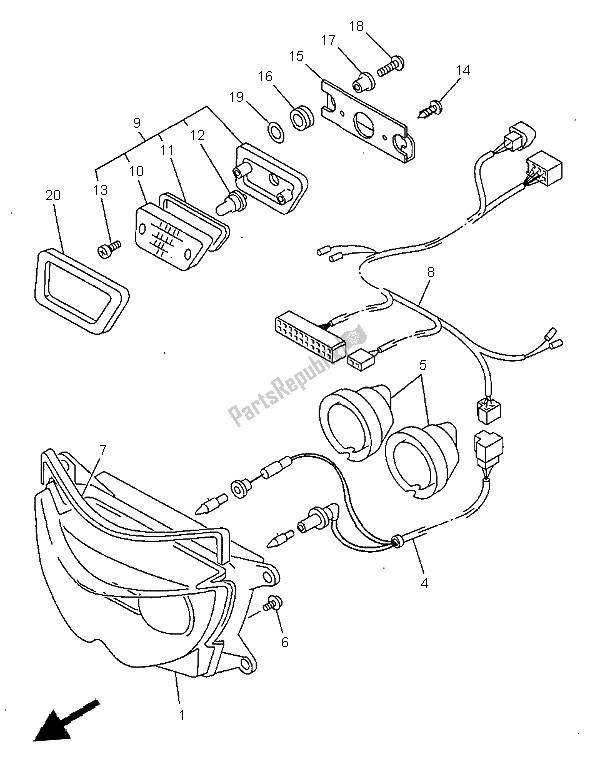 Todas las partes para Faro de Yamaha TDM 850 1999