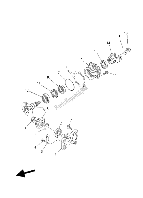 All parts for the Middle Drive Gear of the Yamaha YFM 350X Wolverine 2X4 2006