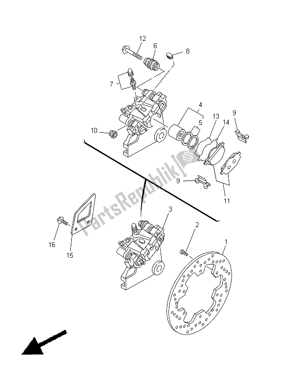 Tutte le parti per il Pinza Freno Posteriore del Yamaha DT 125 RE 1998