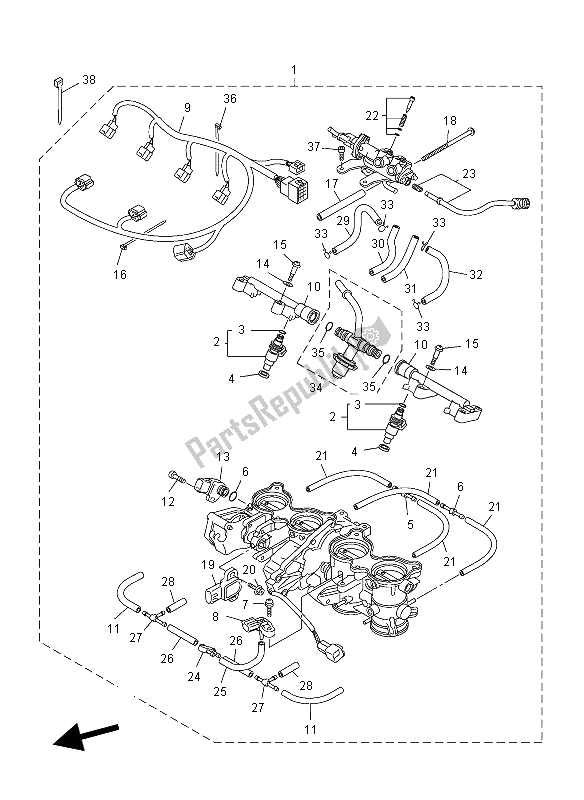 All parts for the Intake 2 of the Yamaha FZ8 N 800 2012