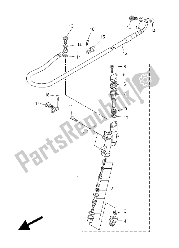 Tutte le parti per il Pompa Freno Posteriore del Yamaha YZ 450F 2012