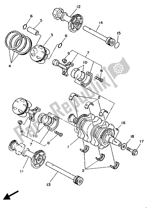 All parts for the Crankshaft & Piston of the Yamaha XTZ 750 Supertenere 1989