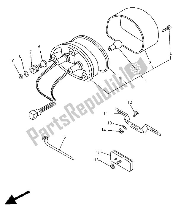 All parts for the Taillight of the Yamaha TDM 850 1998