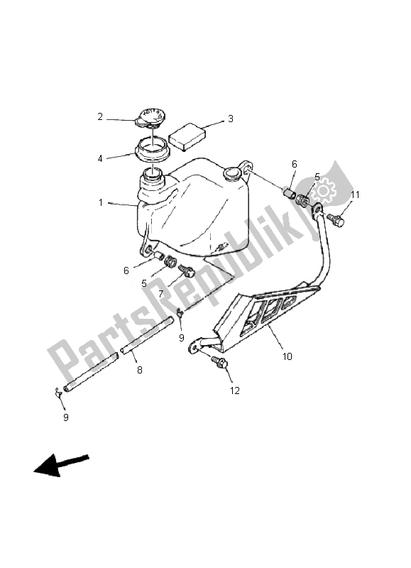 Alle onderdelen voor de Olie Tank van de Yamaha YFS 200 Blaster 2007