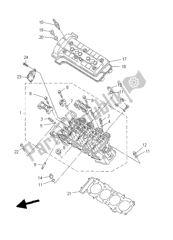 All parts for the Cylinder of the Yamaha YZF R1 1000 2002